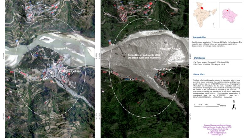 ISRO satellite images show massive destruction in Uttarakhand Dharali village