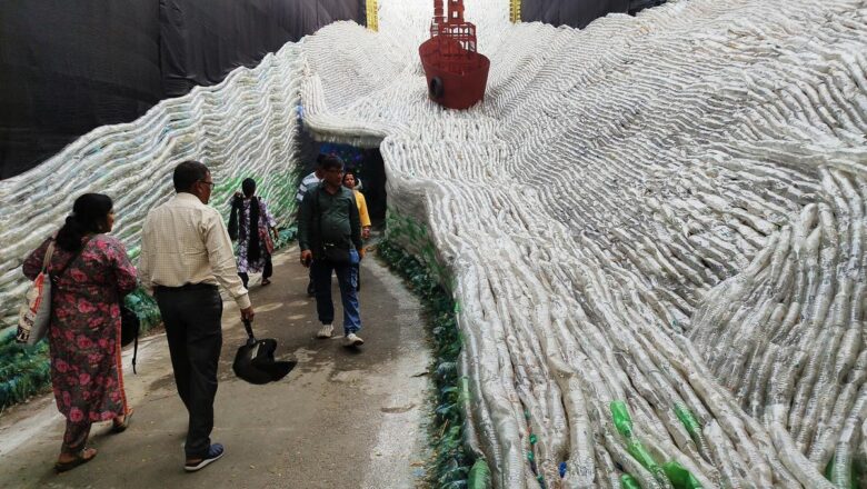 Kolkata Durga Pandal Cages Environment Crisis with 3 Lakh Plastic Bottles