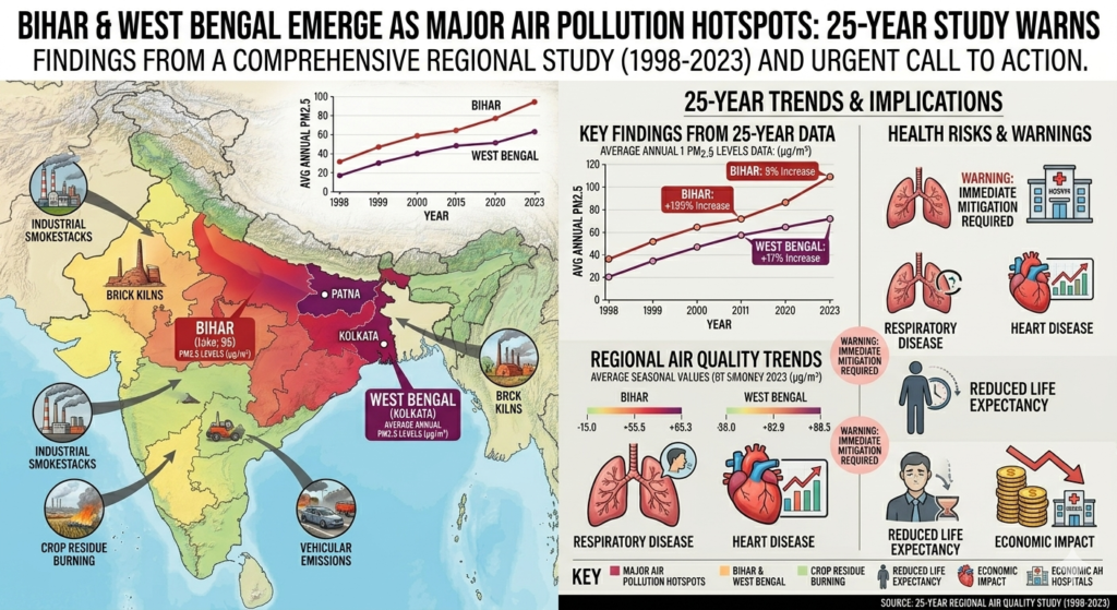 Bihar, West Bengal Emerge as Major Air Pollution Hotspots, 25 Year Study Warns